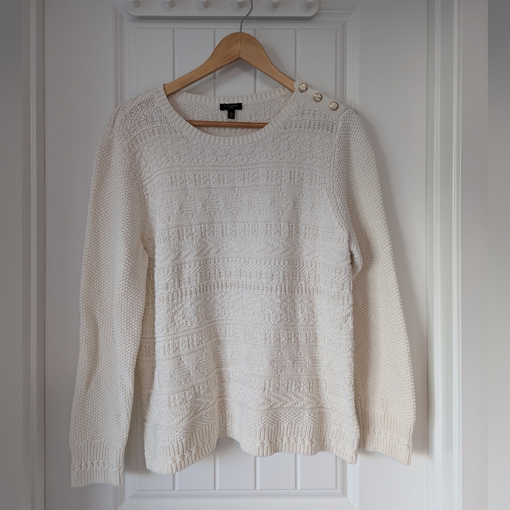Talbots Women's Cotton Ivory Knit Sweater Size XL Petite